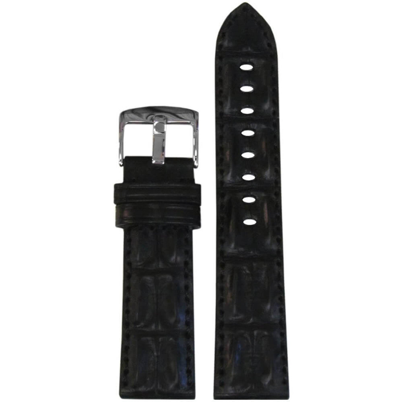 Genuine Hornback Alligator Watch Band | Black | Match Stitching