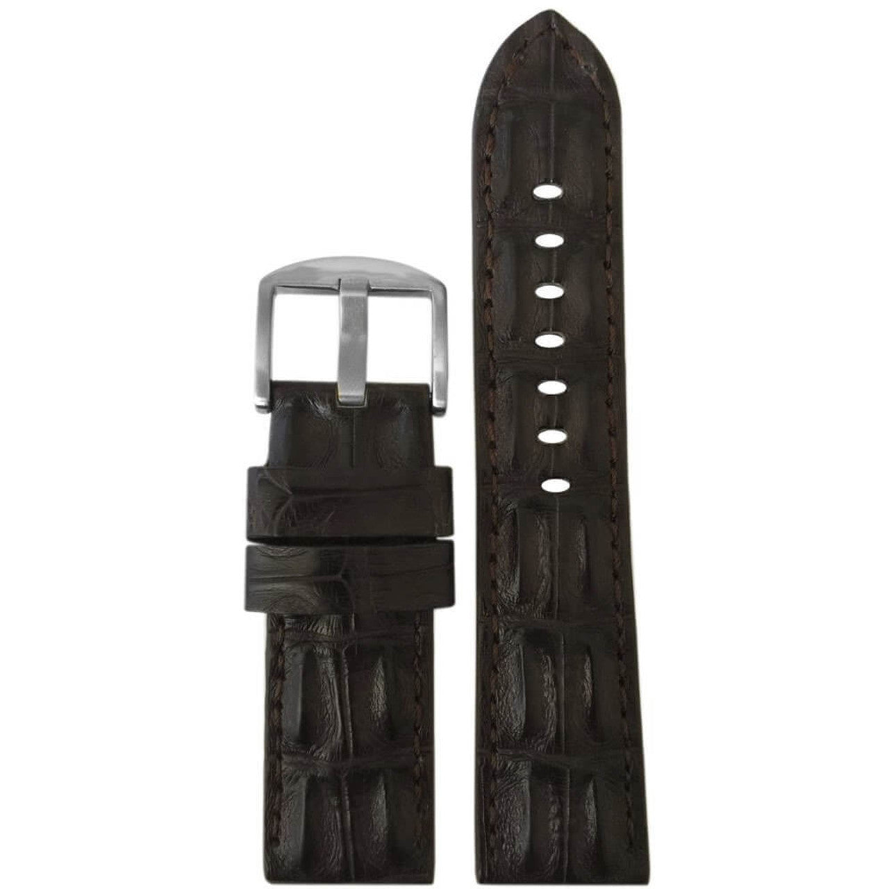 Genuine Hornback Alligator Watch Band | Brown | Match Stitching