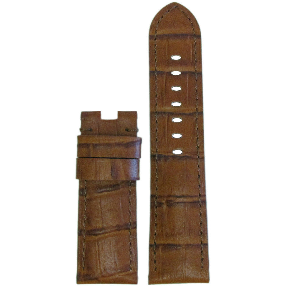Embossed Leather Gator Watch Band | Chestnut | Match Stitch | for Panerai Deploy