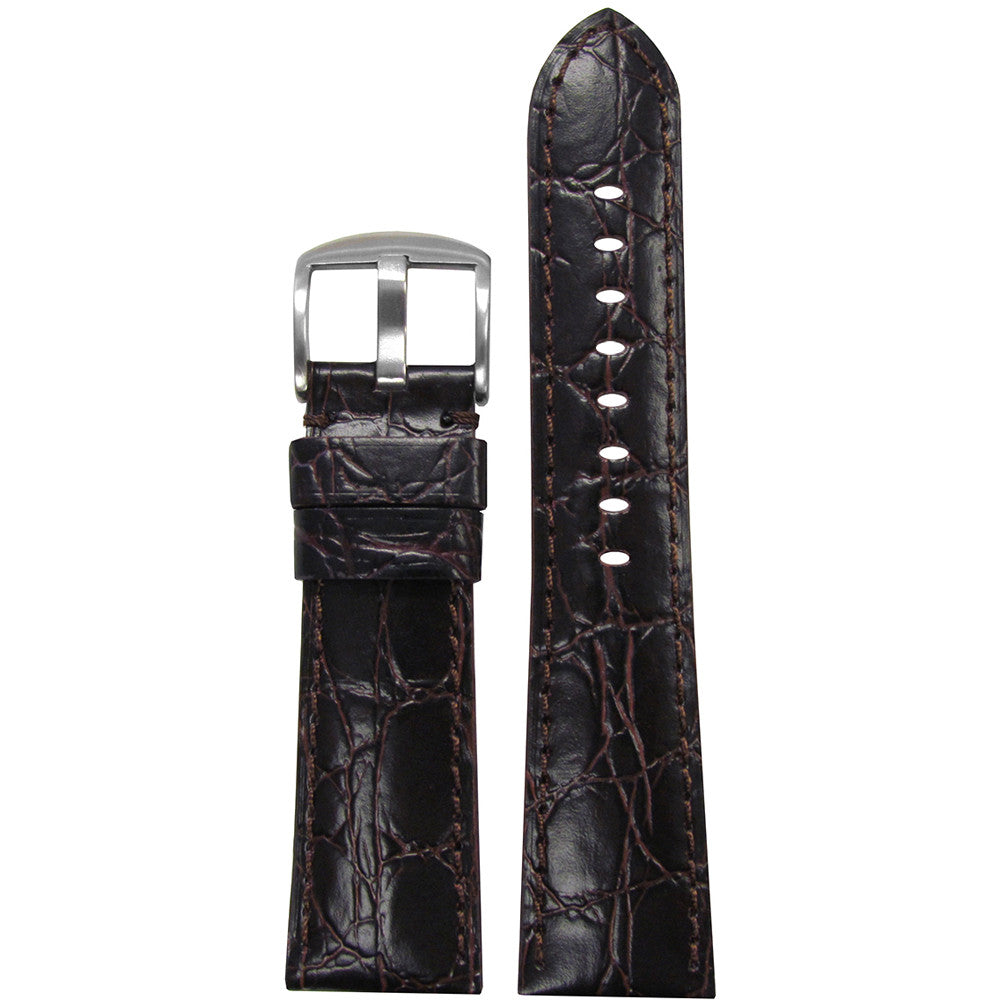 Semi-Gloss Embossed Leather "Gator" Watch Band | Dark Brown | for Panerai Radiomir