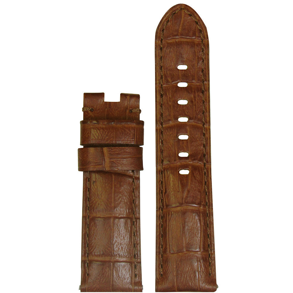 Embossed Leather Gator Watch Band | Honey-Red | Match Stitch | for Panerai Deploy