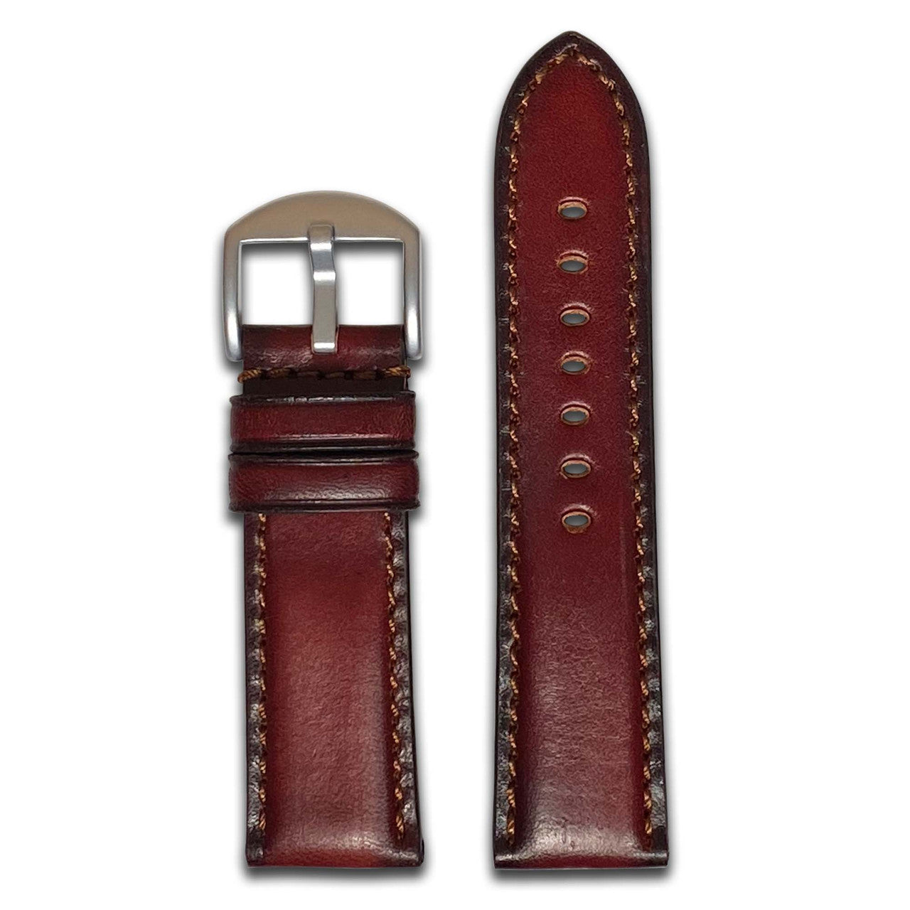 Oak Leather Watch Band Mahogany Match Stitch For Panerai