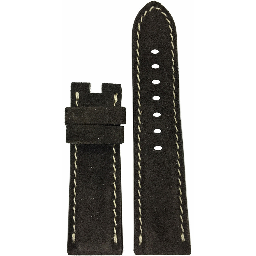 Velours Watch Band | Mocha | White Stitch | For Panerai