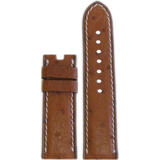 "Le Jardin" Genuine Ostrich Watch Band | Natural | White Stitch | For Panerai Deploy