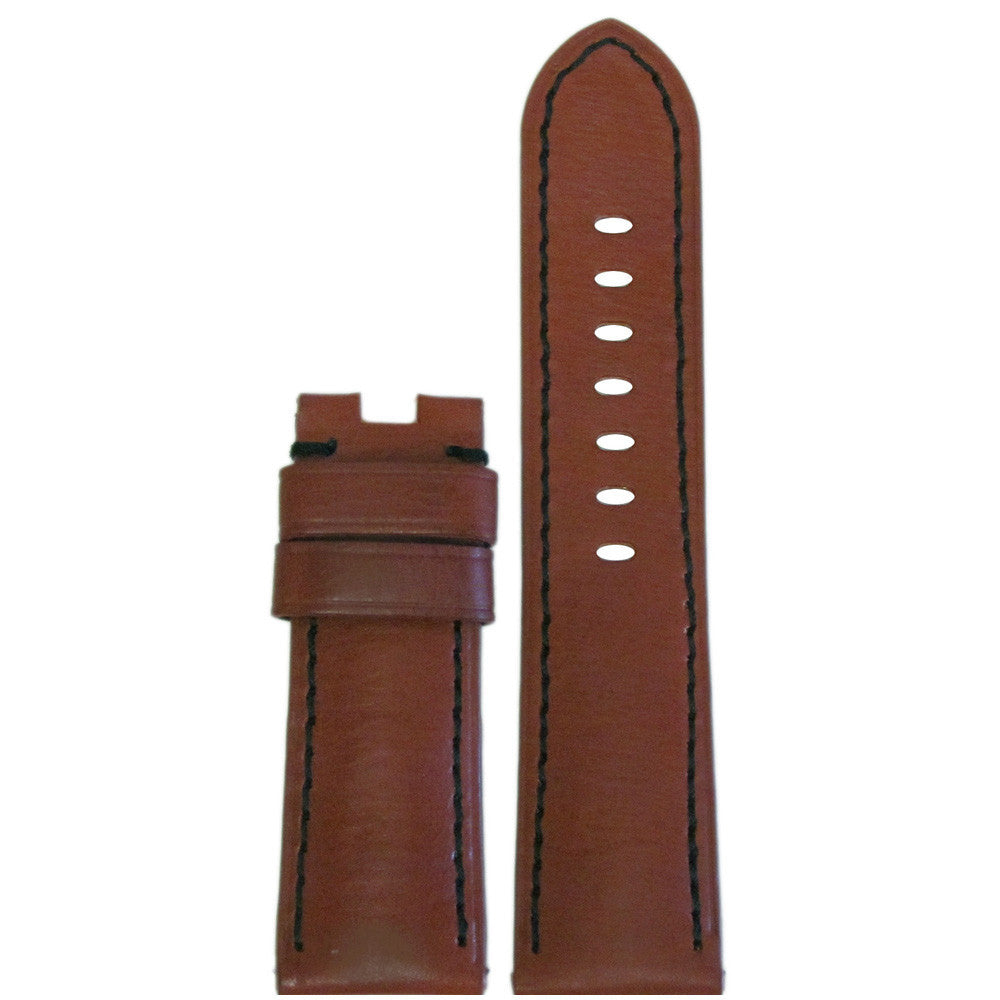 Vintage Leather Watch Band | Rou HZ | Black Stitch | For Panerai Deploy