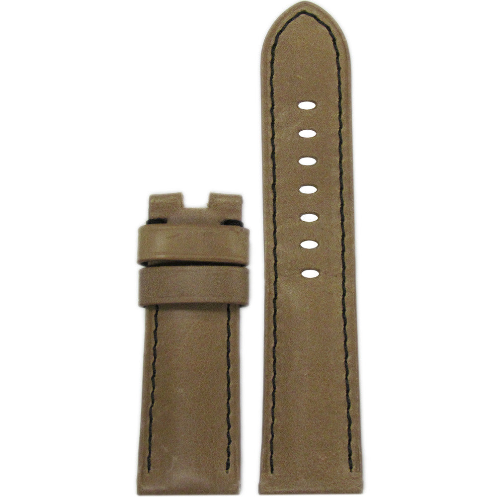 Vintage Leather Watch Band | Sand | Black Stitch | For Panerai Deploy