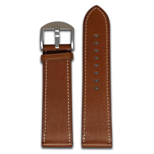 Hermes Leather Watch Band | Cognac | Cream White Stitch | 2.7mm