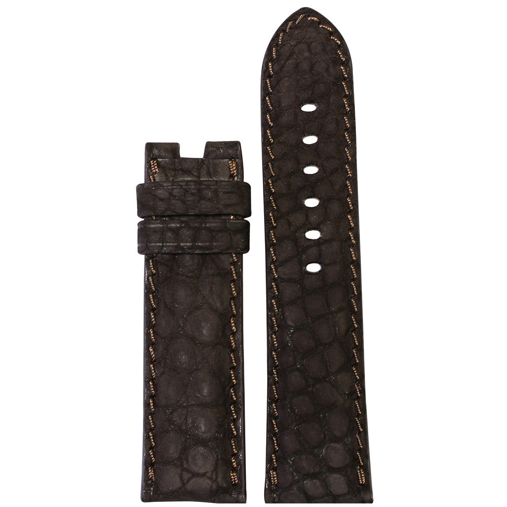 Genuine Nubuck Alligator Watch Band | Mocha | Match Stitch | Flank Cut | For Panerai Deploy