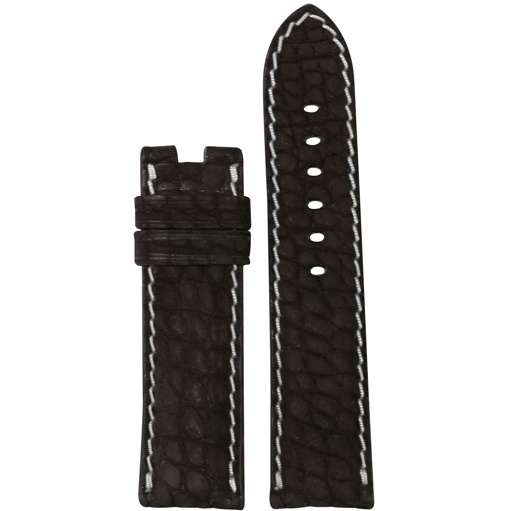 Genuine Nubuck Alligator Watch Band | Mocha | White Stitch | Flank Cut | For Panerai Deploy