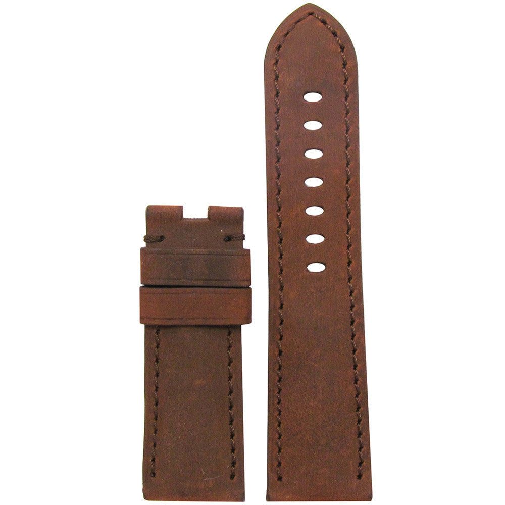 Vintage Leather Watch Band | Natural Brown | Match Stitch | For Panerai Deploy